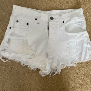 White Distressed Carmar Denim Shorts